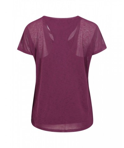 Double Layer Womens T-Shirt Dark Purple $13.76 Tops