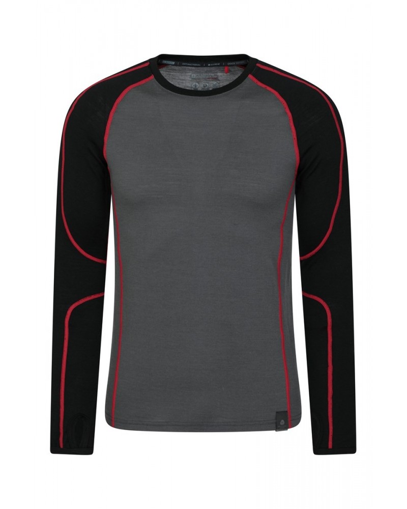 Asgard Mens Merino Round Neck Top Black $20.34 Active