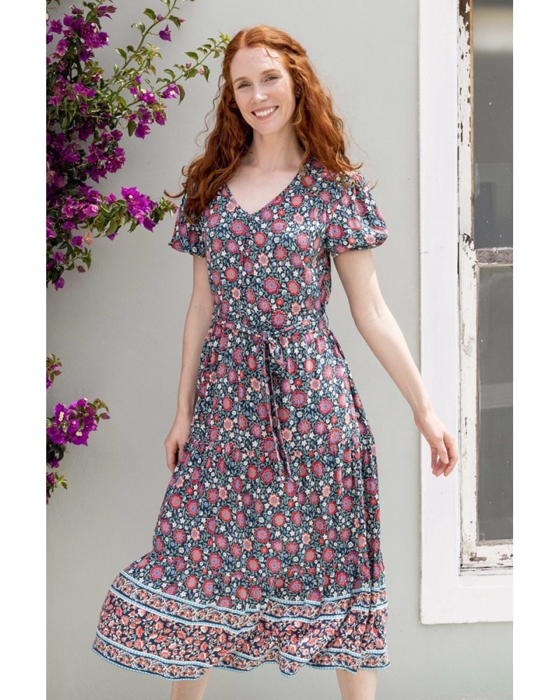 Morocco Womens Midi Dress Navy $31.89 Dresses & Skirts