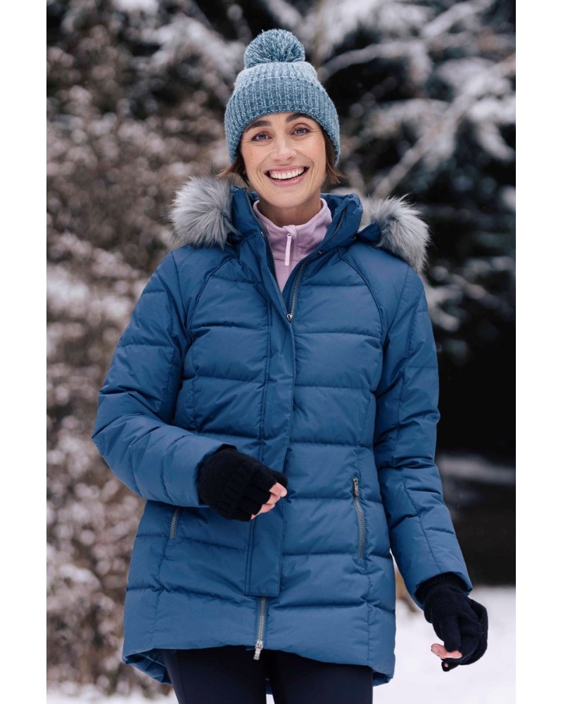 Isla II Womens Long Down Jacket Denim $55.00 Jackets