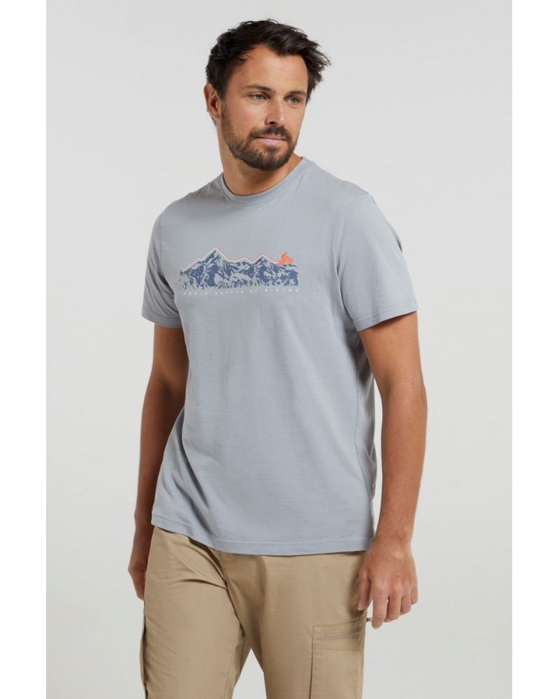 Bike Organic Cotton Mens T-Shirt Grey $14.30 Tops