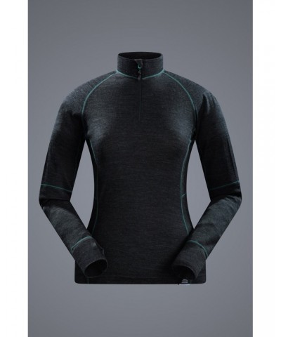 Ultra Womens Merino Zip Neck Top Black $25.19 Thermals