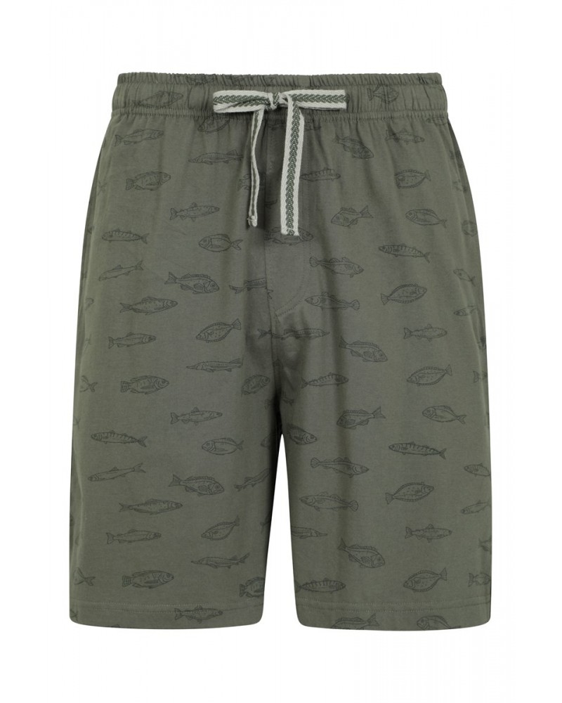 Printed Mens Pajama Shorts Khaki $12.09 Loungewear