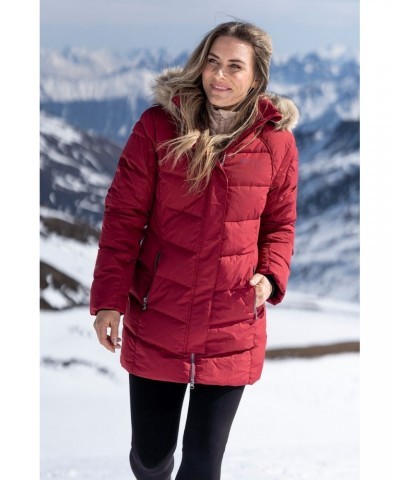 Isla II Womens Long Down Jacket Rust $53.90 Jackets