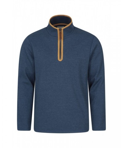 Beta Contrast Mens Zip-Neck Top Indigo $19.80 Fleece