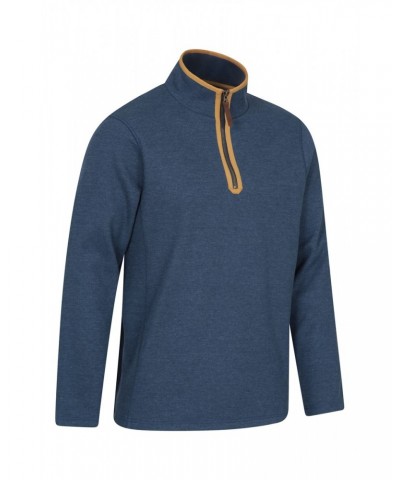 Beta Contrast Mens Zip-Neck Top Indigo $19.80 Fleece