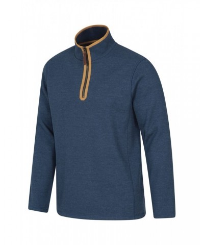 Beta Contrast Mens Zip-Neck Top Indigo $19.80 Fleece