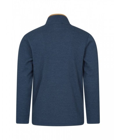 Beta Contrast Mens Zip-Neck Top Indigo $19.80 Fleece