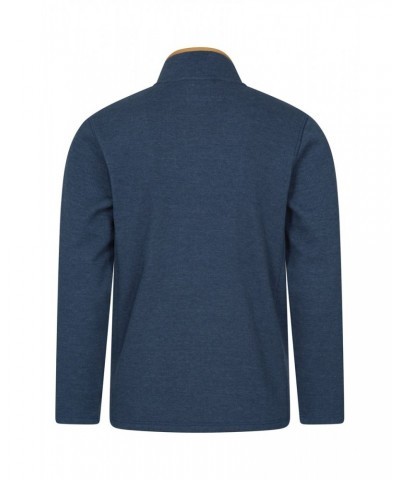 Beta Contrast Mens Zip-Neck Top Indigo $19.80 Fleece