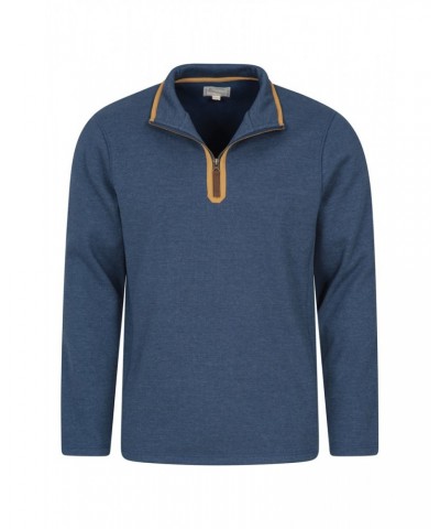 Beta Contrast Mens Zip-Neck Top Indigo $19.80 Fleece