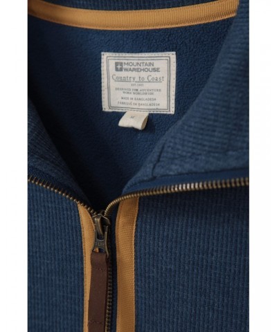 Beta Contrast Mens Zip-Neck Top Indigo $19.80 Fleece