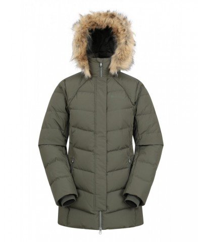 Isla II Womens Long Down Jacket Dark Khaki $42.90 Jackets