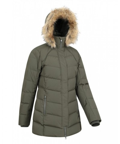 Isla II Womens Long Down Jacket Dark Khaki $42.90 Jackets