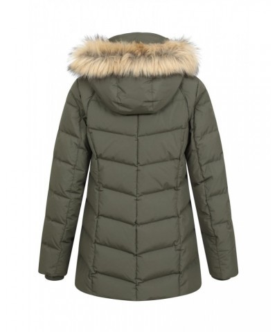 Isla II Womens Long Down Jacket Dark Khaki $42.90 Jackets