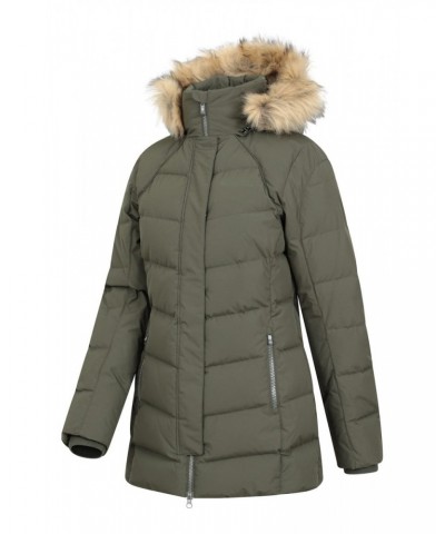 Isla II Womens Long Down Jacket Dark Khaki $42.90 Jackets