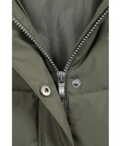 Isla II Womens Long Down Jacket Dark Khaki $42.90 Jackets