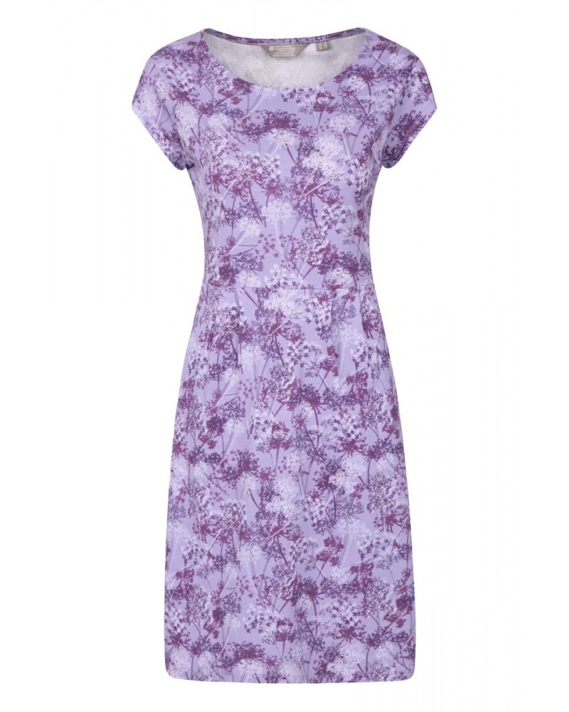 Sorrento Womens Printed Short Sleeve UV Dress Purple $21.82 Dresses & Skirts