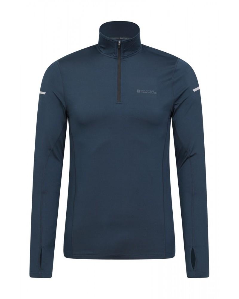 Vault Mens Recycled Half-Zip Top Navy $22.79 Tops