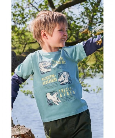 Dino Facts Kids Organic Long Sleeve Top Green $10.07 Tops