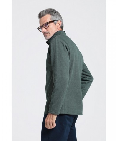 Beta Contrast Mens Zip-Neck Top Khaki $22.50 Fleece