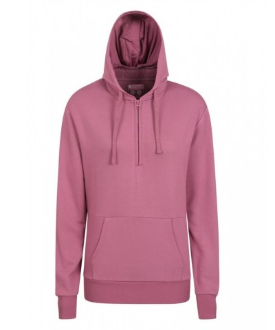 Womens Bamboo Rich Half-Zip Hoodie Dark Pink $26.50 Tops