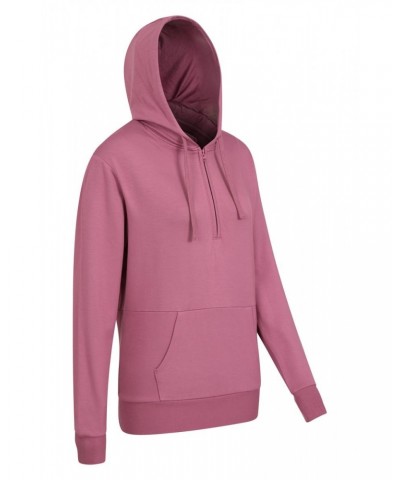 Womens Bamboo Rich Half-Zip Hoodie Dark Pink $26.50 Tops