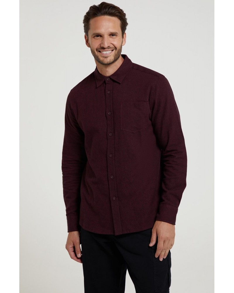 Bamford Mens Cotton Melange Shirt Burgundy $20.71 Tops