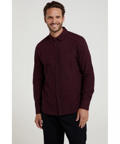 Bamford Mens Cotton Melange Shirt Burgundy $20.71 Tops