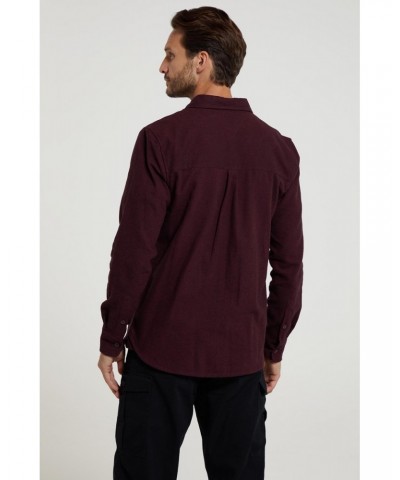 Bamford Mens Cotton Melange Shirt Burgundy $20.71 Tops