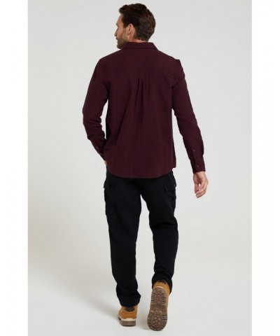 Bamford Mens Cotton Melange Shirt Burgundy $20.71 Tops