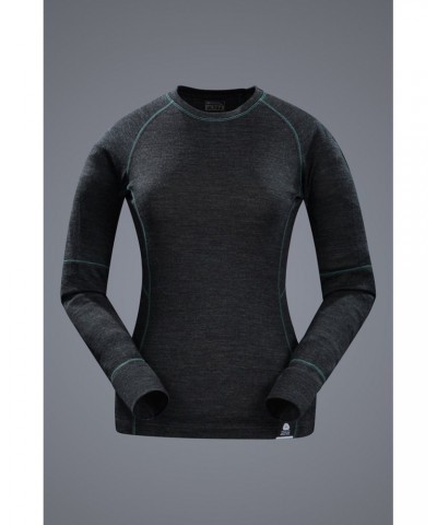 Ultra Womens Merino Round Neck Top Black $20.70 Thermals