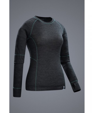 Ultra Womens Merino Round Neck Top Black $20.70 Thermals