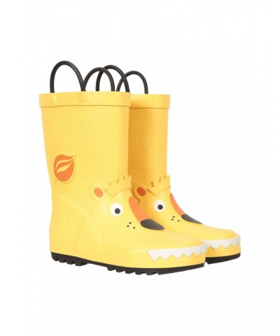 Kids Short Character Handle Rain Boots Yellow $12.74 Footwear