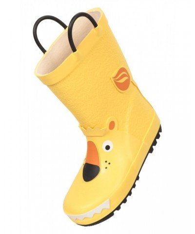 Kids Short Character Handle Rain Boots Yellow $12.74 Footwear