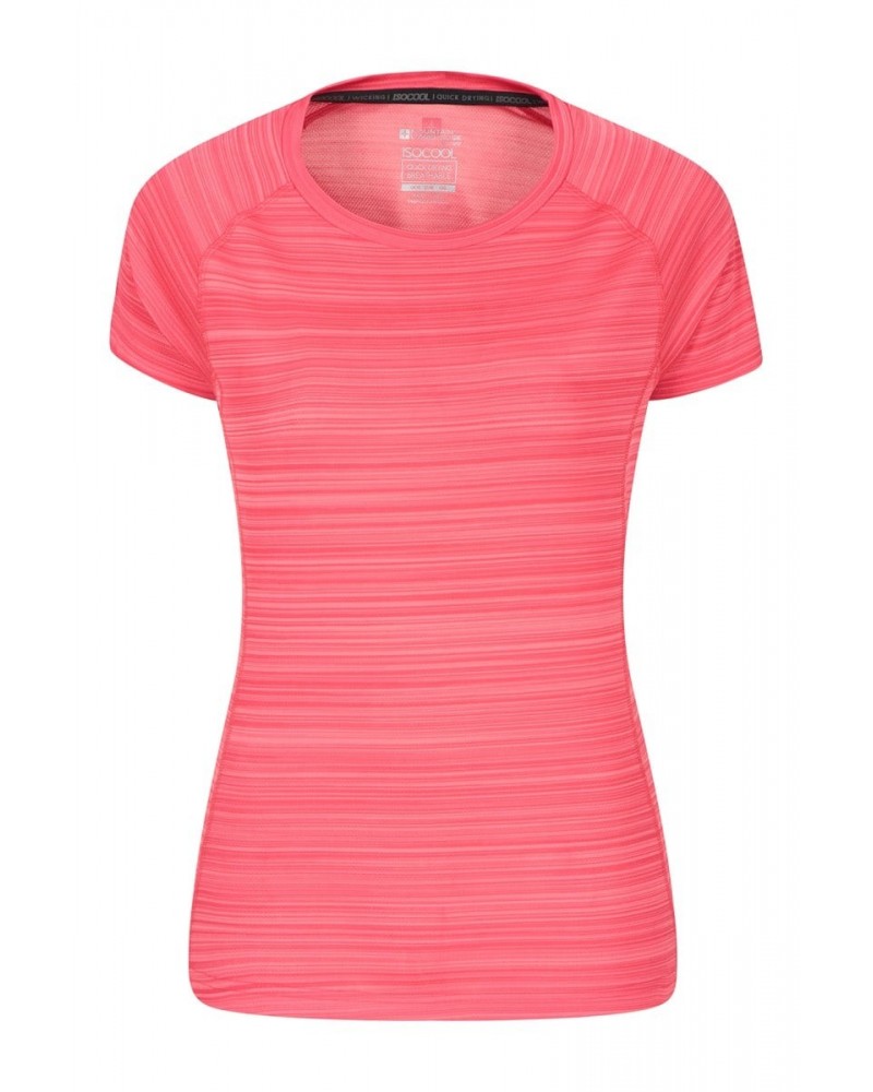 Endurance Striped Womens Tee Coral $10.19 Active