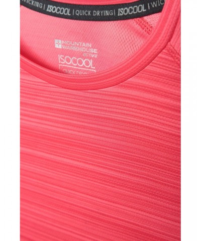 Endurance Striped Womens Tee Coral $10.19 Active