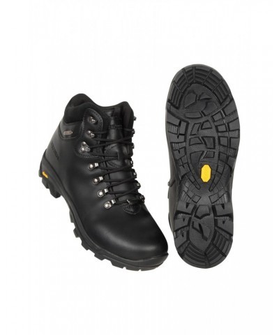 Latitude Extreme Mens Leather Waterproof Hiking Boots Jet Black $36.00 Footwear