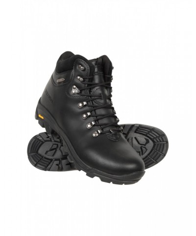 Latitude Extreme Mens Leather Waterproof Hiking Boots Jet Black $36.00 Footwear