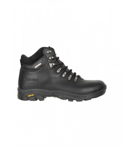 Latitude Extreme Mens Leather Waterproof Hiking Boots Jet Black $36.00 Footwear