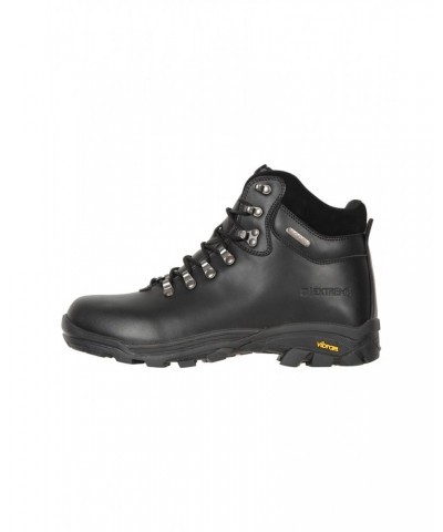 Latitude Extreme Mens Leather Waterproof Hiking Boots Jet Black $36.00 Footwear