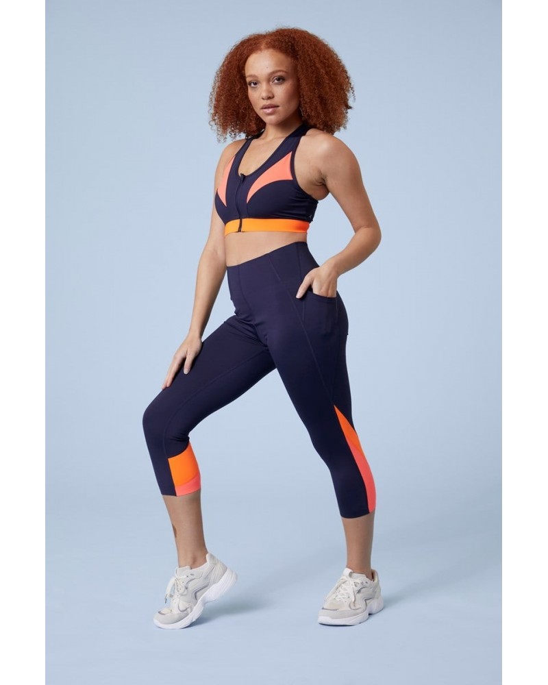 Colour Block Womens Capri Leggings Navy $14.00 Active