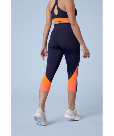 Colour Block Womens Capri Leggings Navy $14.00 Active