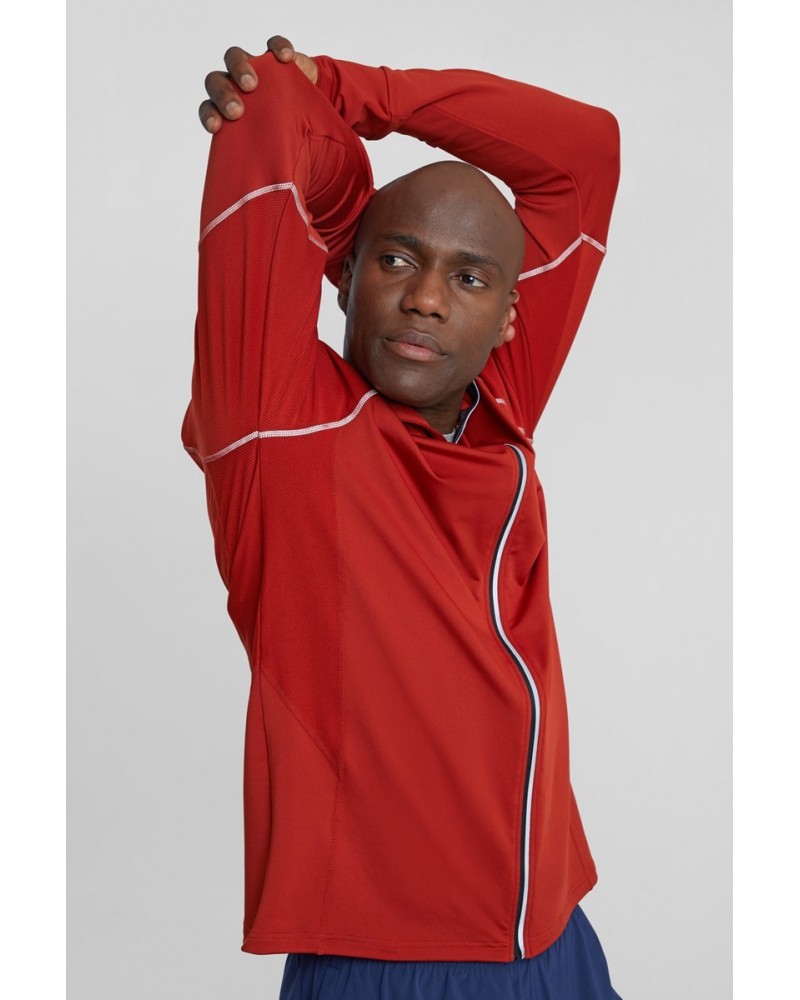 Control Mens Reflective Running Hoodie Dark Red $18.24 Tops