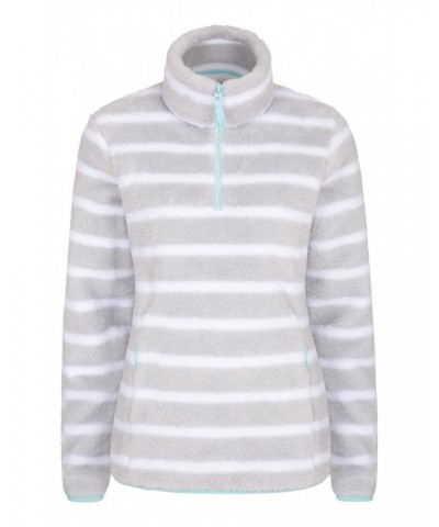 Nessy Stripe Womens Fleece Light Grey $15.51 Fleece