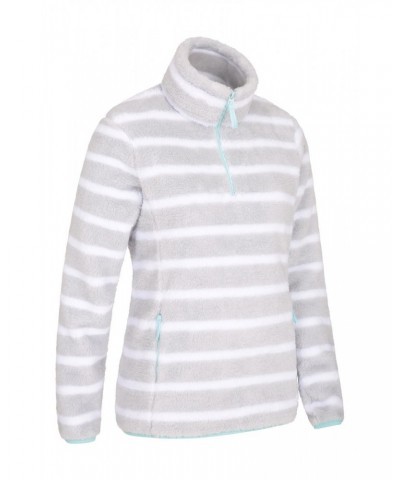 Nessy Stripe Womens Fleece Light Grey $15.51 Fleece