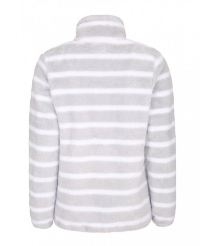 Nessy Stripe Womens Fleece Light Grey $15.51 Fleece