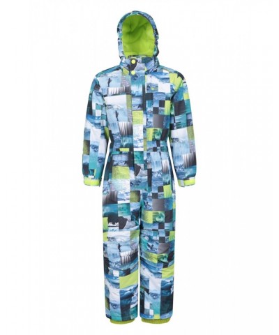 Cloud Printed Kids Waterproof All in One Snowsuit Lime $24.00 Jackets