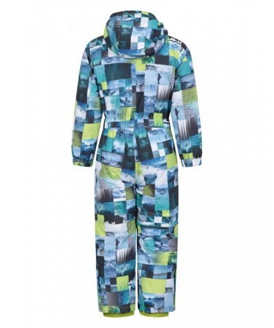 Cloud Printed Kids Waterproof All in One Snowsuit Lime $24.00 Jackets