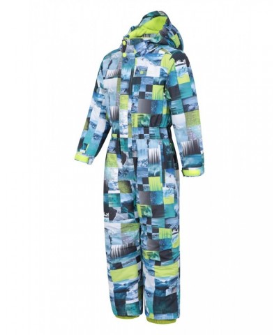 Cloud Printed Kids Waterproof All in One Snowsuit Lime $24.00 Jackets