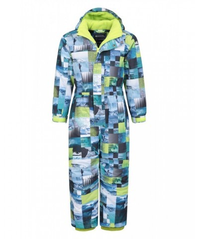 Cloud Printed Kids Waterproof All in One Snowsuit Lime $24.00 Jackets